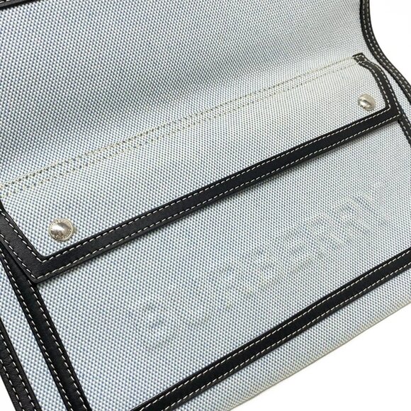 Burberry 8041255 Light Blue Black Canvas Leather Shoulder Bag - Picture 14 of 15